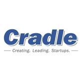 Cradle logo with tagline 'Creating. Leading. Startups.' on a white background