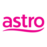 Pink 'astro' logo on a white background