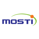 MOSTI logo with blue text and green and orange accents on a white background